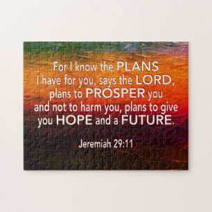 Jeremiah 29:11 VOOR IK DE PLANS Red Christelijk WE Legpuzzel