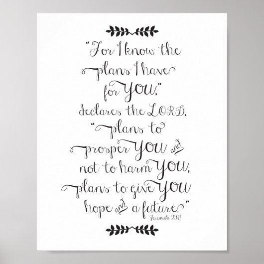 Jeremiah 29:11 Want ik ken de bijbelversie van de  Poster (Voorkant)
