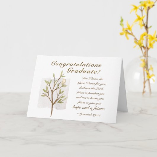 Jeremiah 29:11 Want ik ken de plannen Afstuderen Kaart (Gele Bloem)
