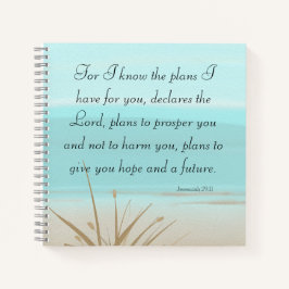 Jeremiah 29:11 - Want ik ken de plannen Aqua Beach Notitieboek