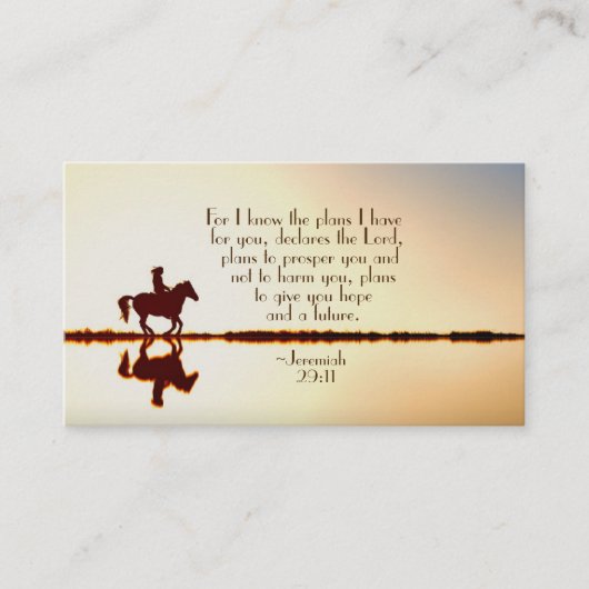 Jeremiah 29:11 Want ik ken de plannen die ik heb,  Visitekaartje (Voorkant)