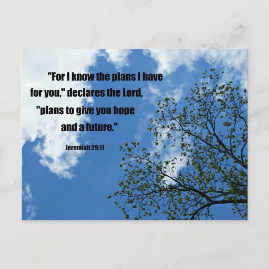Jeremiah 29:11 Want ik ken de plannen die ik voor  Briefkaart (Voorkant)