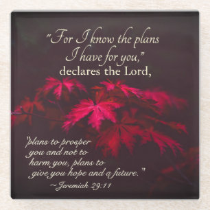 Jeremiah 29:11 Want ik ken de plannen die ik voor  Glazen Onderzetter