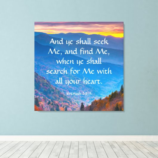 Jeremiah 29:13 canvas afdruk (Insitu (Houten vloer))