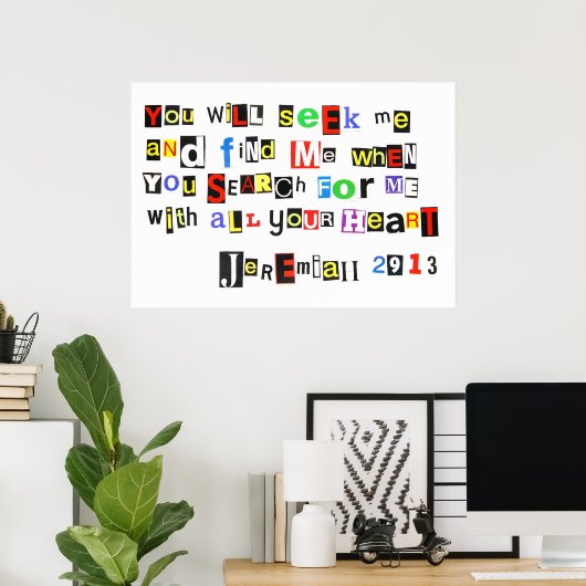 Jeremiah 29:13 Ransom Note poster (Thuiskantoor)