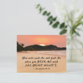 Jeremiah 29:13 Zoek me met Al Uw Heart Bijbel Briefkaart (Staand voorkant)