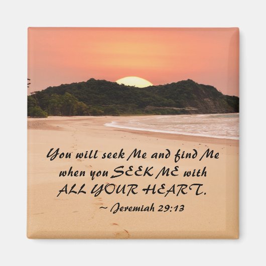 Jeremiah 29:13 Zoek me met Al Uw Heart Bijbel Magneet (Voorkant)