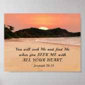 Jeremiah 29:13 Zoek me met Al Uw Heart Bijbel Poster (Voorkant)