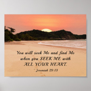 Jeremiah 29:13 Zoek me met Al Uw Heart Bijbel Poster