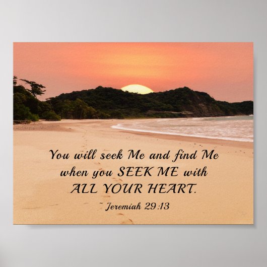 Jeremiah 29:13 Zoek me met Al Uw Heart Bijbel Poster (Voorkant)