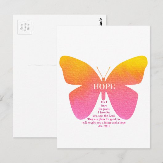 Jeremiah 29 Hope Butterfly Briefkaart (Voorkant / Achterkant)