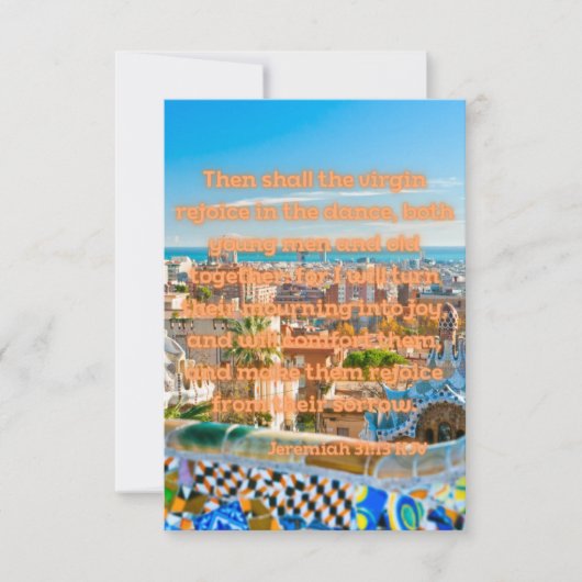 Jeremiah 31:13 KJV Bijbel Verse Pic Flat Greeting Kaart (Voorkant)