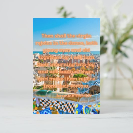 Jeremiah 31:13 KJV Bijbel Verse Pic Flat Greeting Kaart (Staand voorkant)