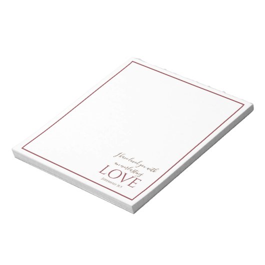 Jeremiah 31:3 Elegant Deep Red Bible Verse Notitieblok (Linkerzijde)