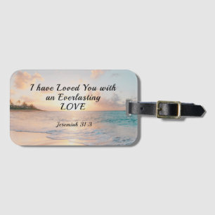 Jeremiah 31:3 Ik ben dol op je Bijbelse Sunset Bagagelabel