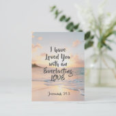 Jeremiah 31:3 Ik ben dol op je Bijbelse Sunset Briefkaart (Staand voorkant)