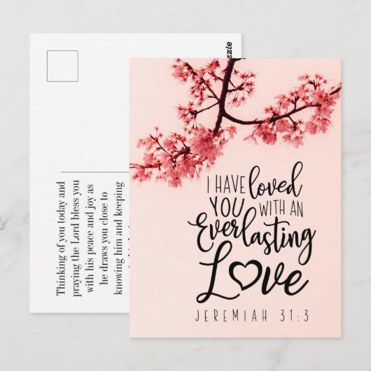 Jeremiah 31:3 Ik ben dol op jullie bijbelse Briefkaart (Voorkant / Achterkant)