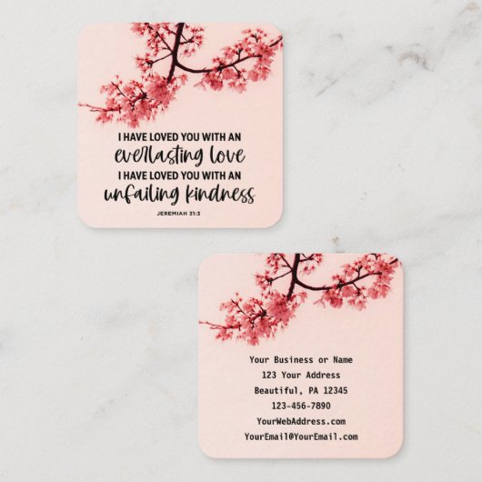 Jeremiah 31:3 Ik ben dol op jullie bijbelse Vierkante Visitekaartje (Voorkant / Achterkant)