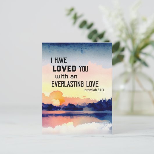 Jeremiah 31:3 Ik heb van je gehouden Bijbelse Vers Briefkaart (Staand voorkant)