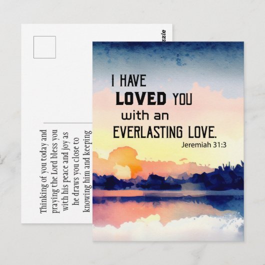 Jeremiah 31:3 Ik heb van je gehouden Bijbelse Vers Briefkaart (Voorkant / Achterkant)
