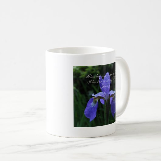 Jeremiah 31:3 Royal Blue Iris Koffiemok (Voorkant rechts)