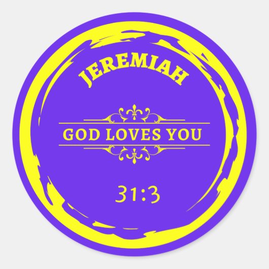 Jeremiah 31 "GOD HOUDT U VAN" CLASSIC RONDE STICKE Ronde Sticker (Voorkant)
