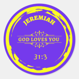 Jeremiah 31 "GOD HOUDT U VAN" CLASSIC RONDE STICKE Ronde Sticker