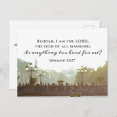 Jeremiah 32:27 Is er iets te moeilijk voor mij? Briefkaart (Voorkant / Achterkant)