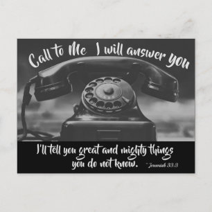 Jeremiah 33:3 Bel me ik zal je antwoorden, Bijbel Briefkaart