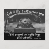 Jeremiah 33:3 Bel me ik zal je antwoorden, Bijbel Briefkaart (Voorkant)