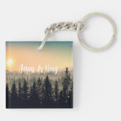 Jeremiah 33:3 Bijbelverse w/ Mountain Pine Trees Sleutelhanger (Achterkant)