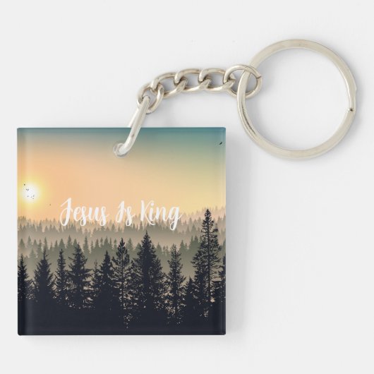 Jeremiah 33:3 Bijbelverse w/ Mountain Pine Trees Sleutelhanger (Achterkant)