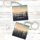 Jeremiah 33:3 Bijbelverse w/ Mountain Pine Trees Sleutelhanger