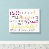 Jeremiah 33:3 canvas afdruk (Insitu (Houten vloer))