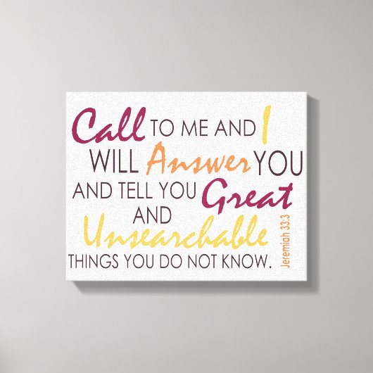 Jeremiah 33:3 canvas afdruk (Voorkant)