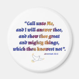 Jeremiah 33:3 citaat van de Manuscript met duif Magneet