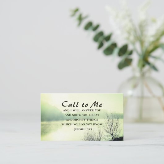 Jeremiah 33:3Call to me and ik zal je antwoorden Visitekaartje (Staand voorkant)
