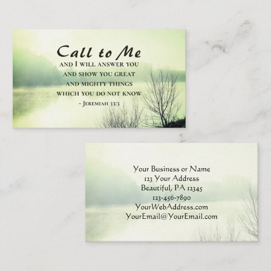 Jeremiah 33:3Call to me and ik zal je antwoorden Visitekaartje (Voorkant / Achterkant)