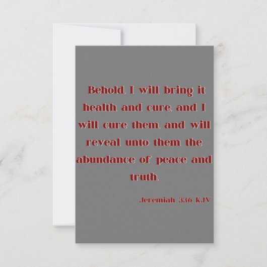 Jeremiah 33:6 KJV Bijbelscriptgroet Kaart (Voorkant)