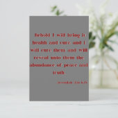 Jeremiah 33:6 KJV Bijbelscriptgroet Kaart (Staand voorkant)