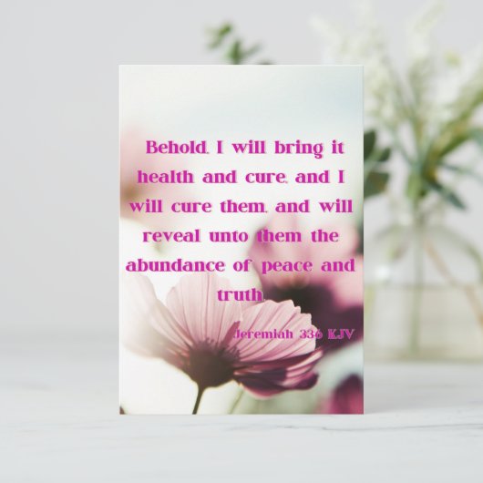 Jeremiah 33:6 KJV Bijbelscriptie Pic Greeting Kaart (Staand voorkant)