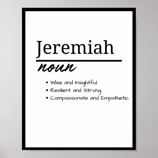 Jeremiah, jongen gepersonaliseerde naam definitie poster (Voorkant)