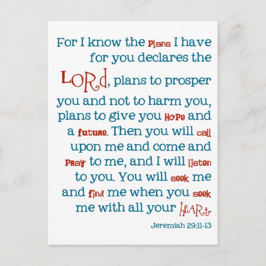 Jeremiah Plans Christelijke Bijbelprijskaart notar Briefkaart (Voorkant)