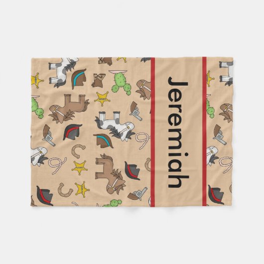 Jeremiah's persoonlijke Cowboy Blanket Fleece Deken (Voorkant (Horizontaal))