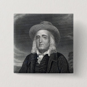 Jeremy Bentham uit 'Gallery of Portraits' Vierkante Button 5,1 Cm