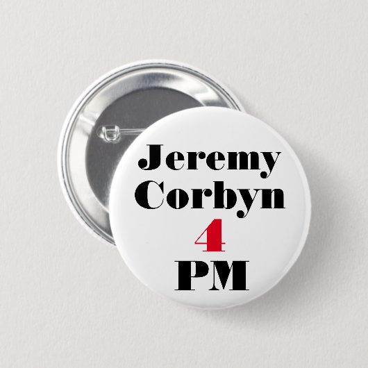 "Jeremy Corbyn 4 PM" (premier) Button Badge (Voorkant /achterkant)