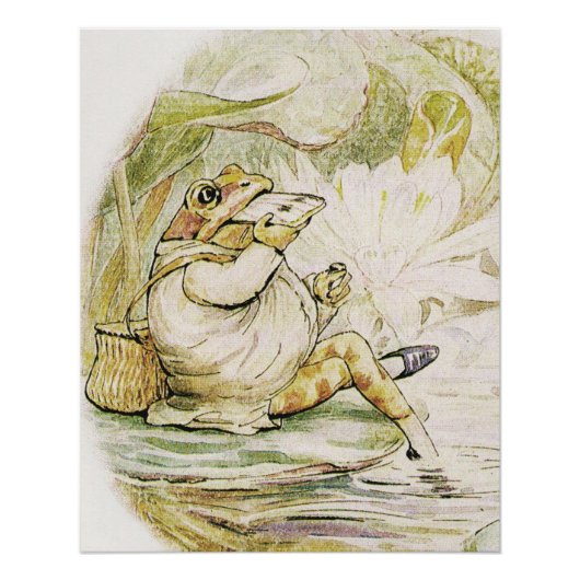 Jeremy Fisher Eats Lunch door Beatrix Potter Perfect Poster (Voorkant)