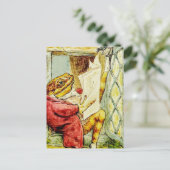 "Jeremy Fisher Leest het nieuws" van Beatrix Potte Briefkaart (Staand voorkant)