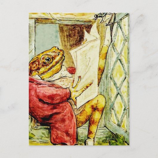 "Jeremy Fisher Leest het nieuws" van Beatrix Potte Briefkaart (Voorkant)