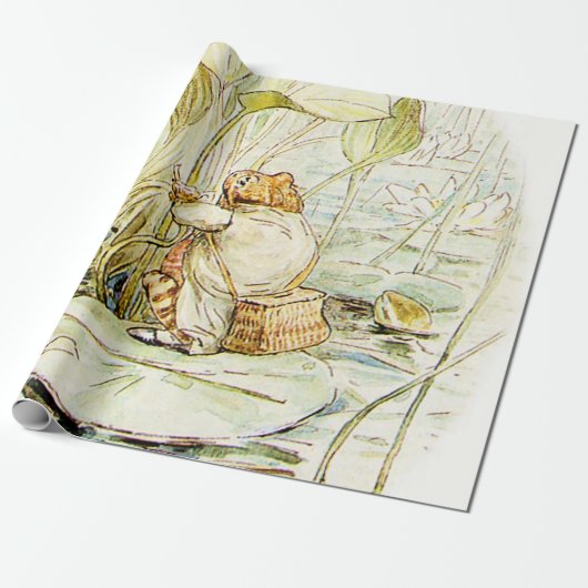 Jeremy Fisher op een leliepad van Beatrix Potter Cadeaupapier (Uitgerold)